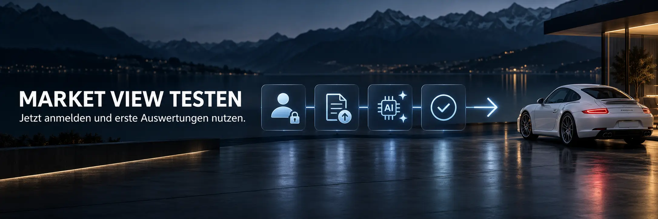 Porsche Market View testen und erste Auswertungen nach der Anmeldung nutzen
