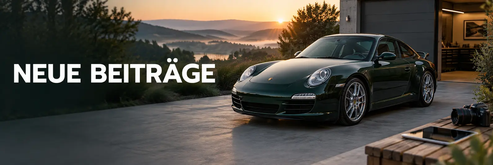 Grüner Porsche 911 Carrera 997 – Banner zu neuen Beiträgen