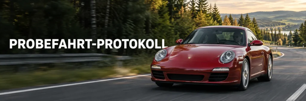 Roter Porsche 911 Carrera 997 auf einer Landstraße - Probefahrt-Protokoll