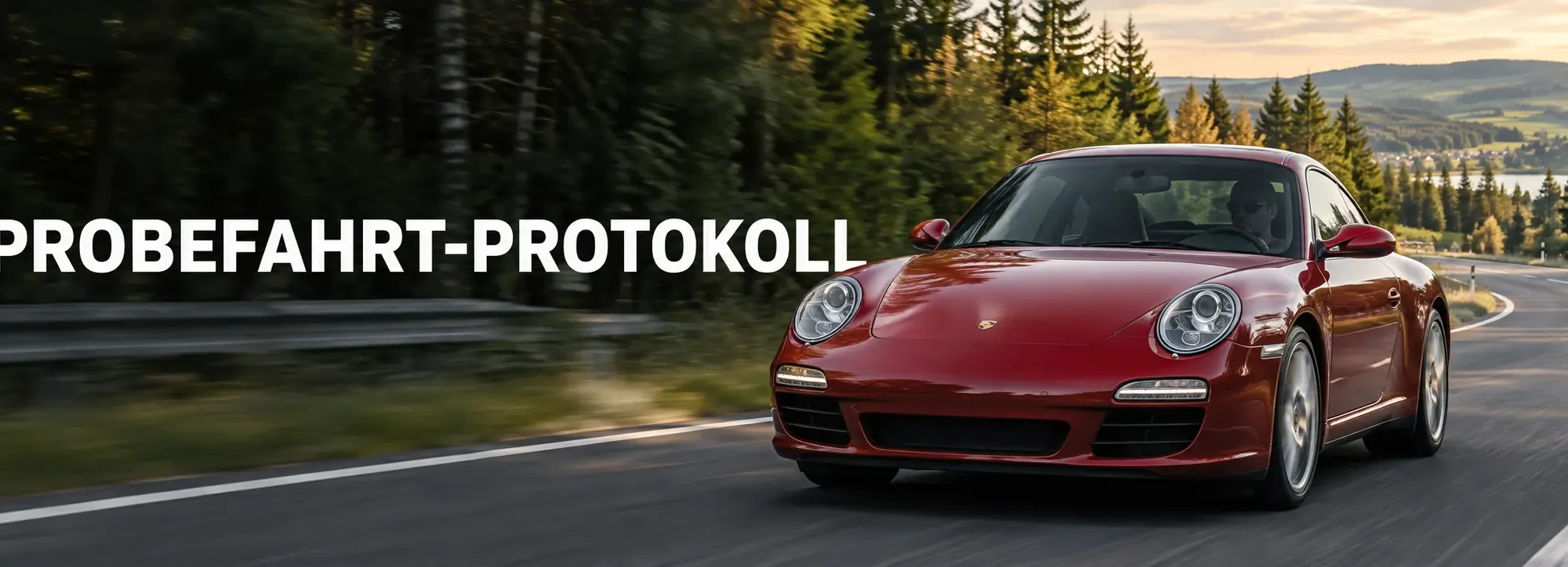 Roter Porsche 911 Carrera 997 auf einer Landstraße - Probefahrt-Protokoll